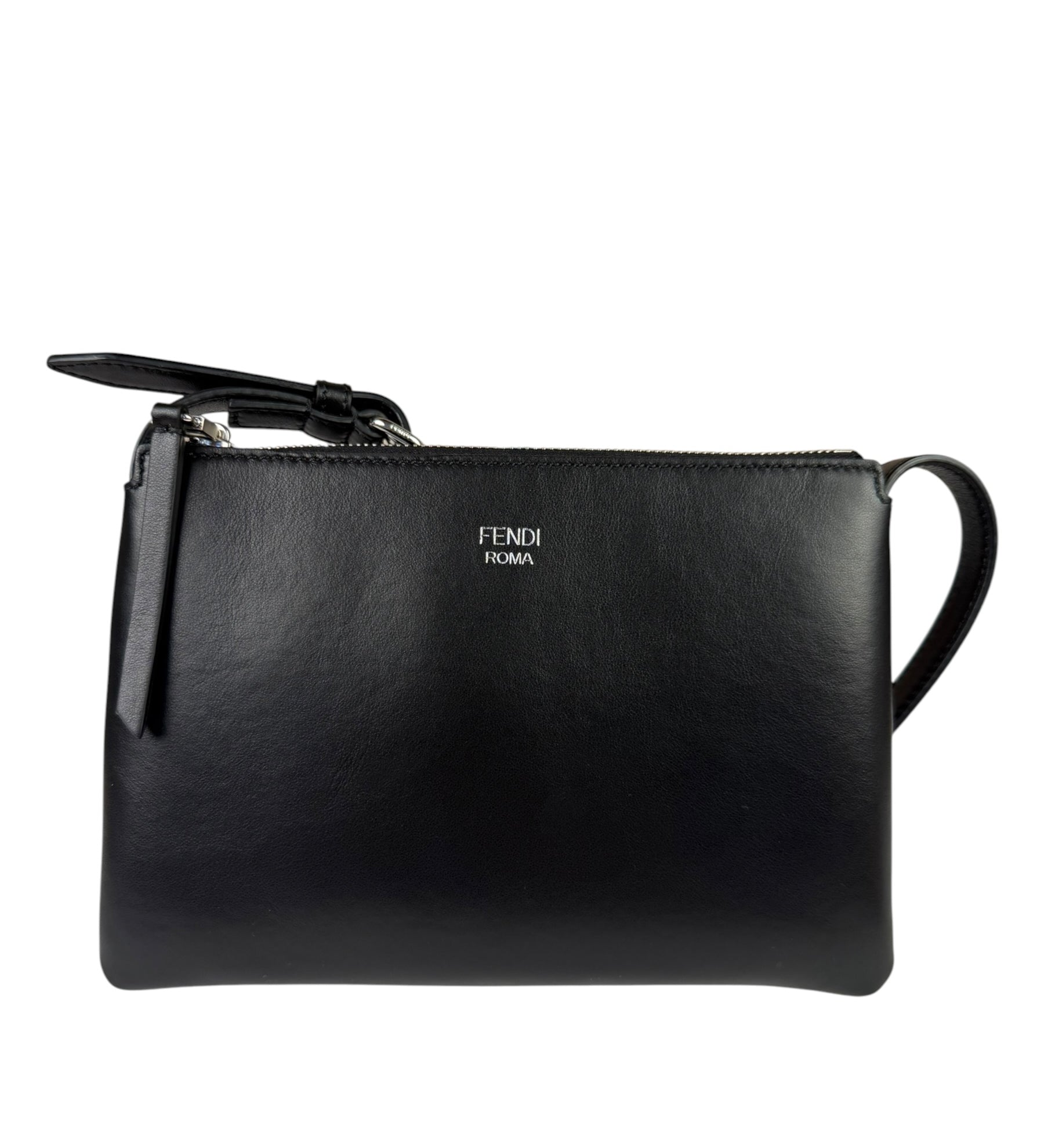 Fendi Roma Black Calf Leather Pochette Crossbody
