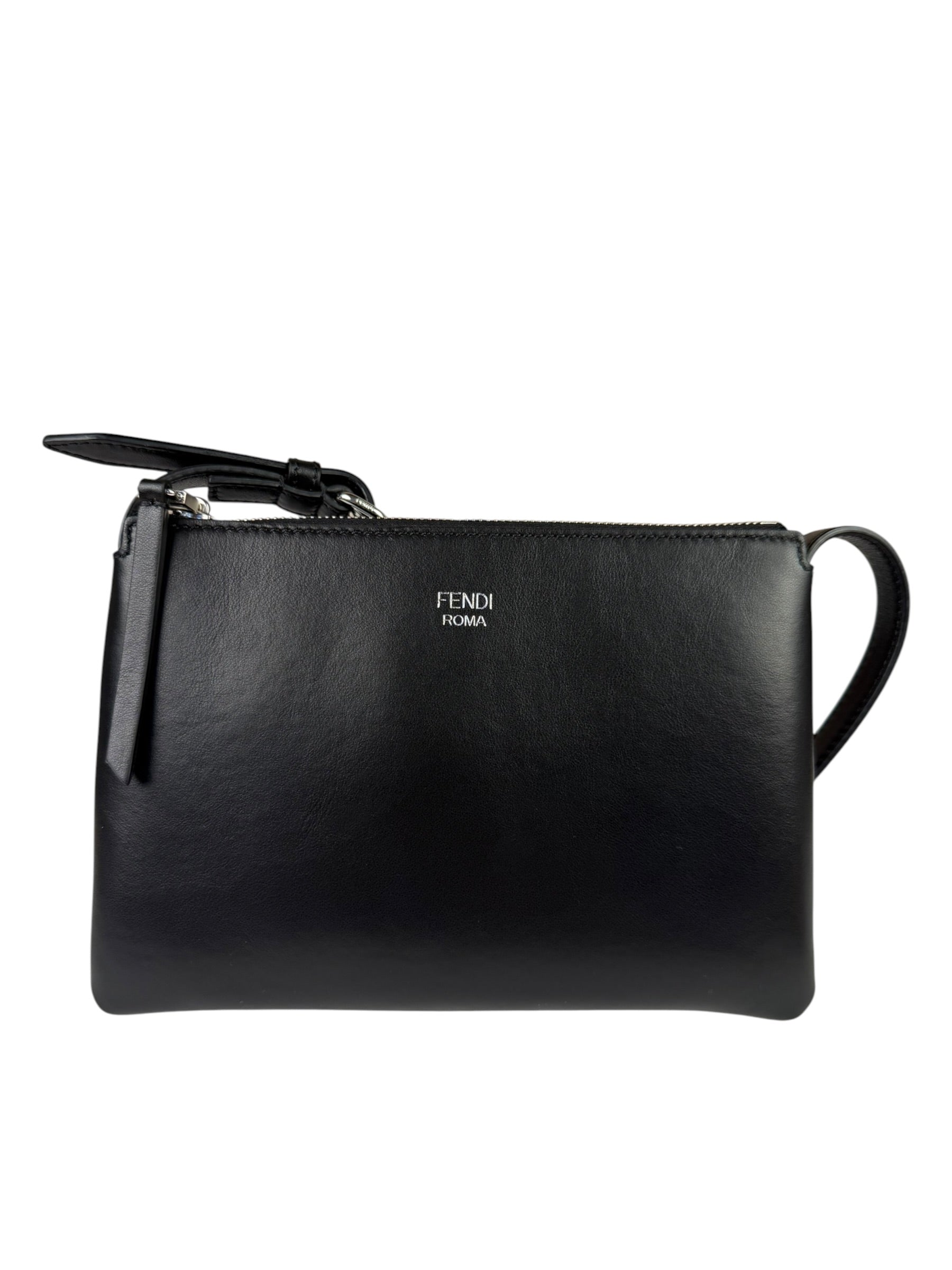 Fendi Roma Black Calf Leather Pochette Crossbody