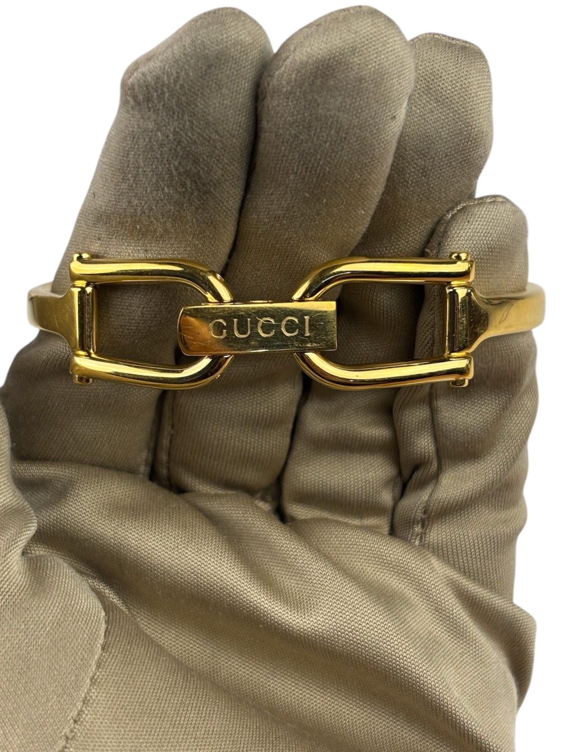 Gucci 1500L Black Dial Gold Plate Bangle Band