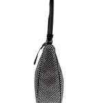 Prada Black Satin/Saffiano Leather Trim  Re-Edition Crystal-Studded Mini Pochette 2005