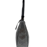 Prada Black Satin/Saffiano Leather Trim  Re-Edition Crystal-Studded Mini Pochette 2005