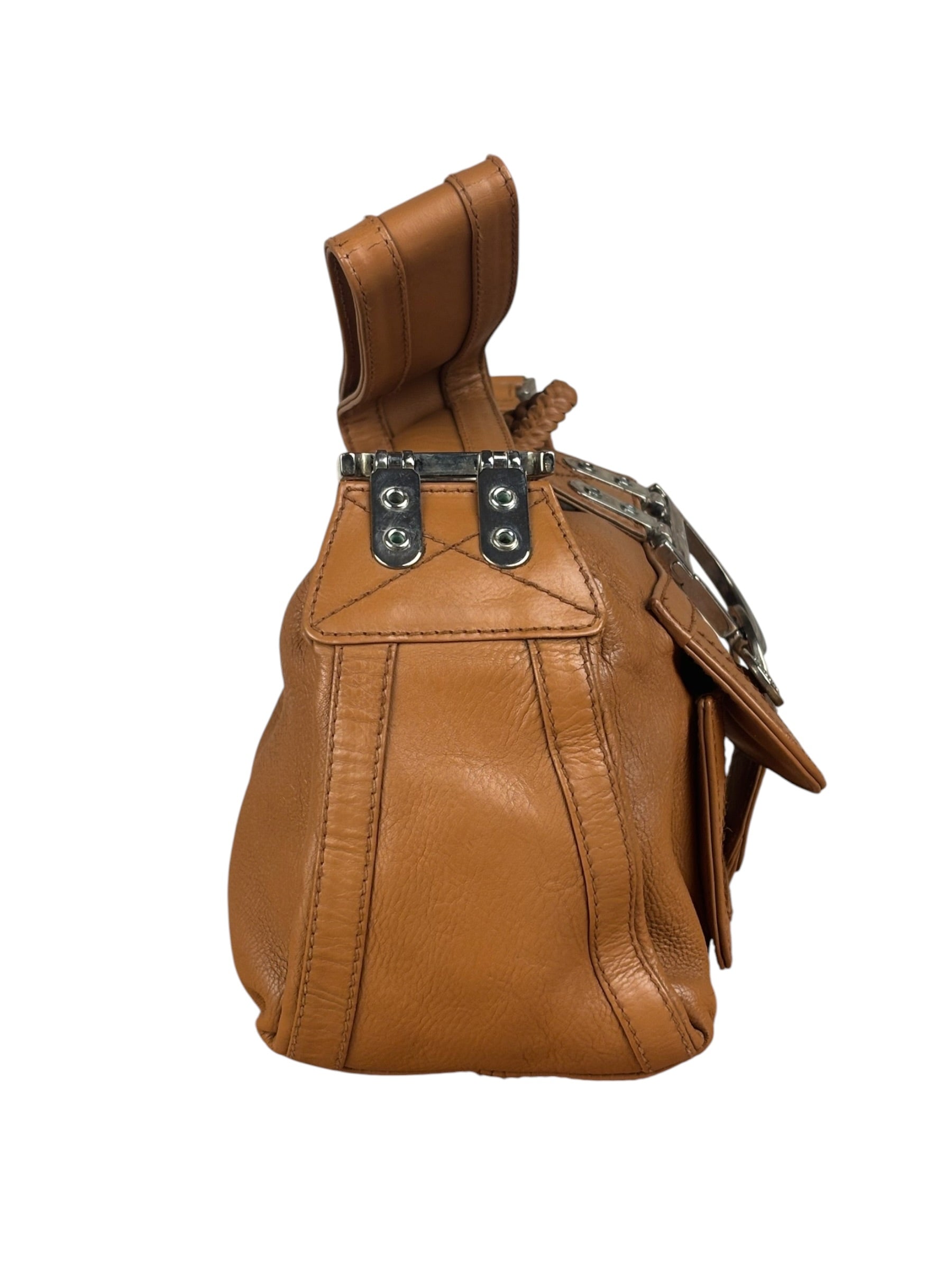 Christian Dior Vintage Tan Brown Leather Flight Medium