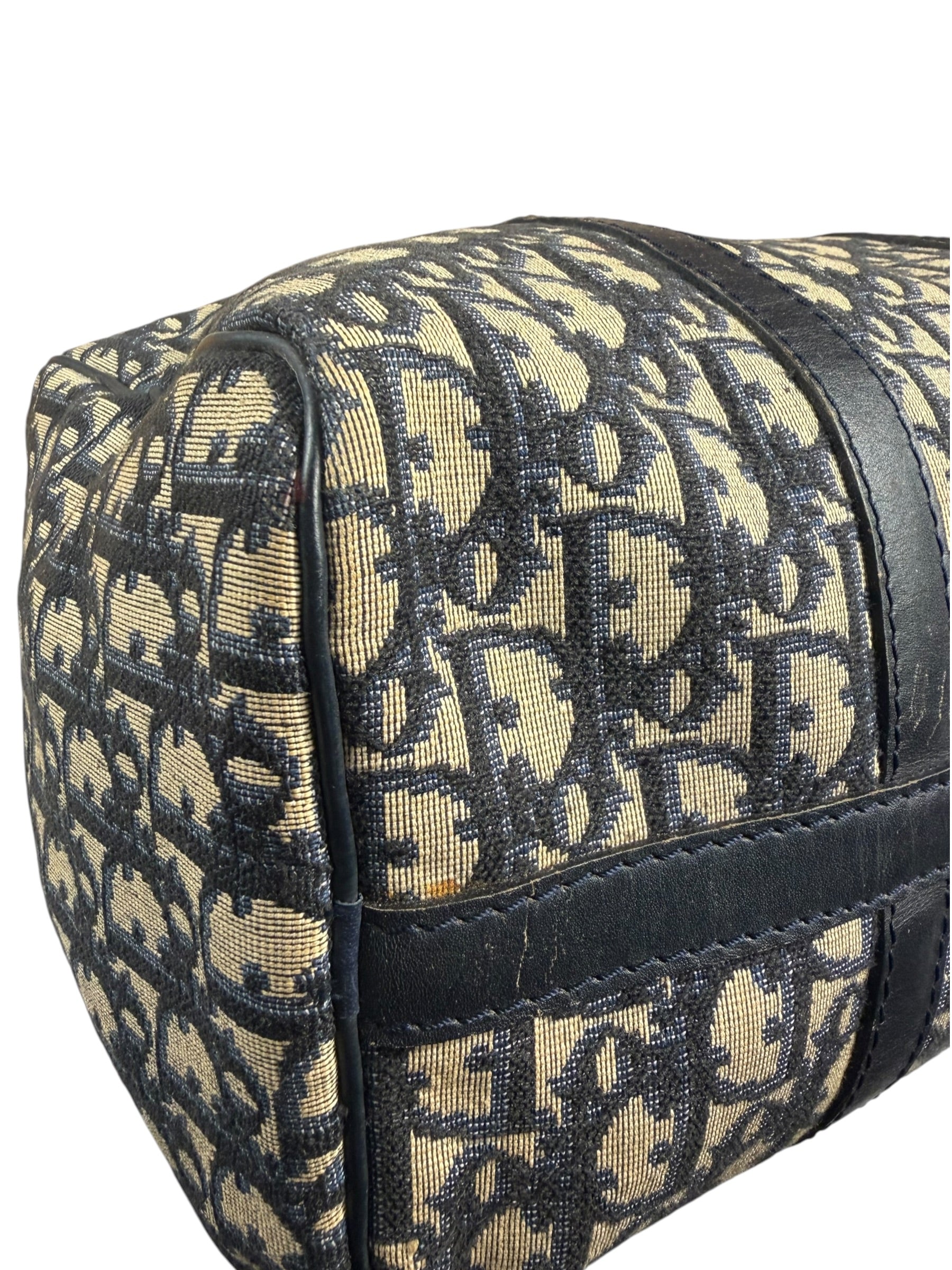 Christian Dior Vintage Navy Blue Trotter Boston Bag