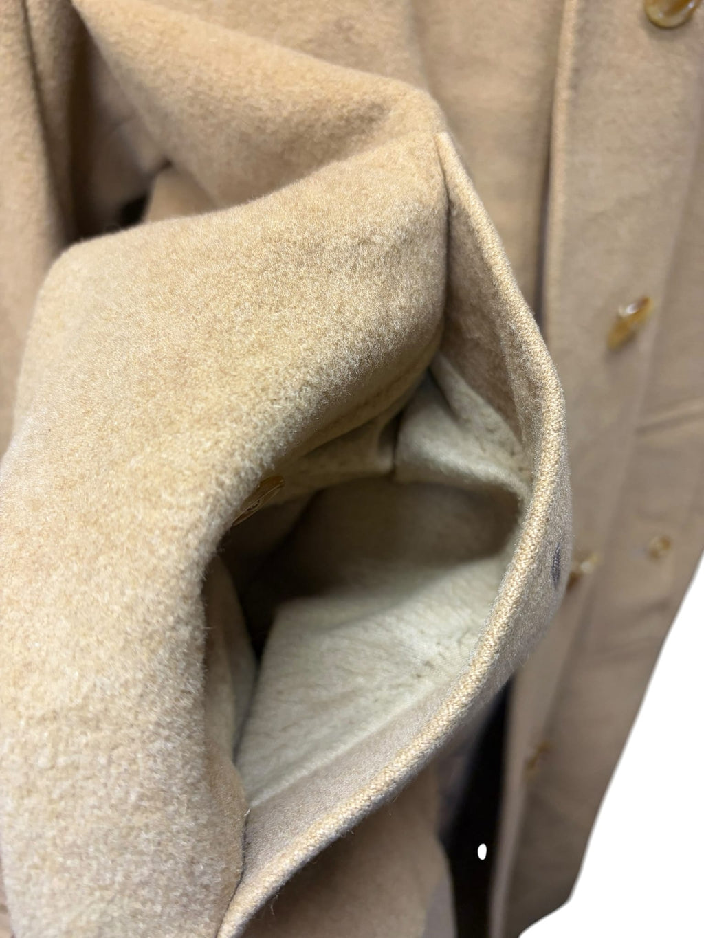 Vintage Burberry's Blue Fox Collar Wool/Camel Hair Trench Coat