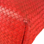 Bottega Veneta Red Leather Intrecciato Garda Woven Hobo Bag