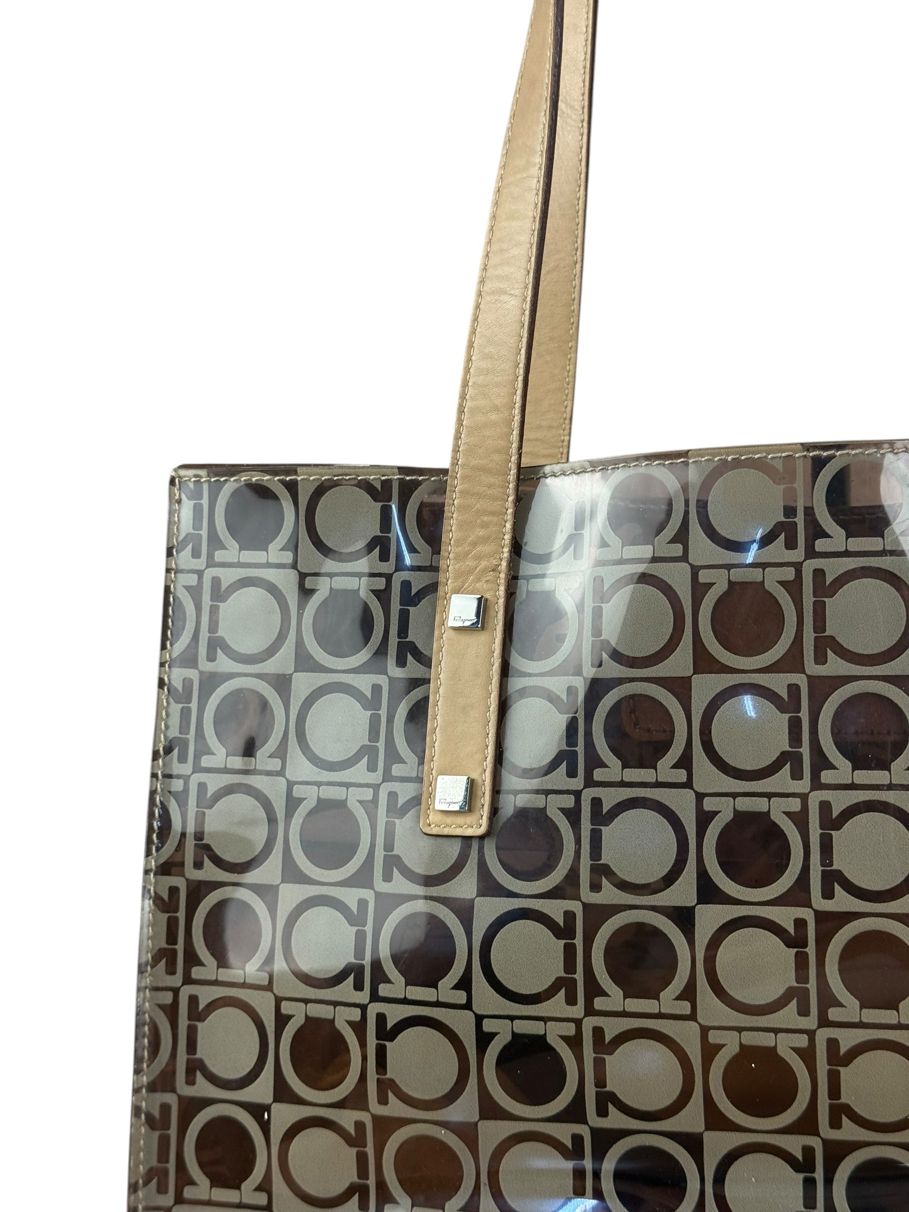 Salvatore Ferragamo Gancini Vinyl Tote/Hand Bag