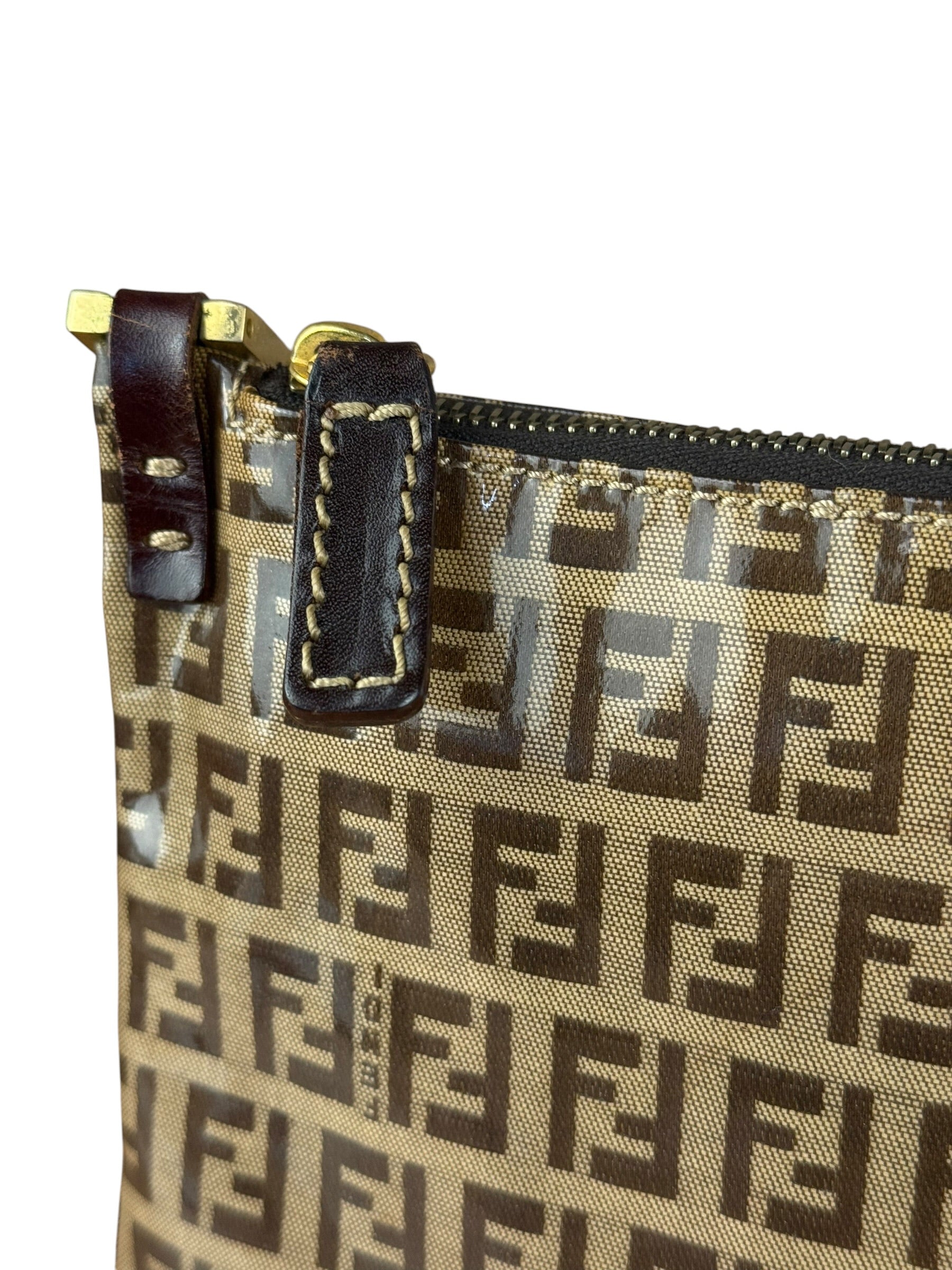 Fendi Vintage PVC Coated FF Shoulder Pochette