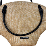 Balenciaga Raffia Woven/Leather Trim Beach Tote