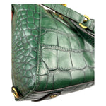 Coach Green Croc-Embossed Ashley Satchel Shoulder Bag