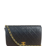 Chanel Black CC Quilted Leather Chain Flap Bag 90s