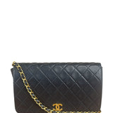 Chanel Black CC Quilted Leather Chain Flap Bag 90s