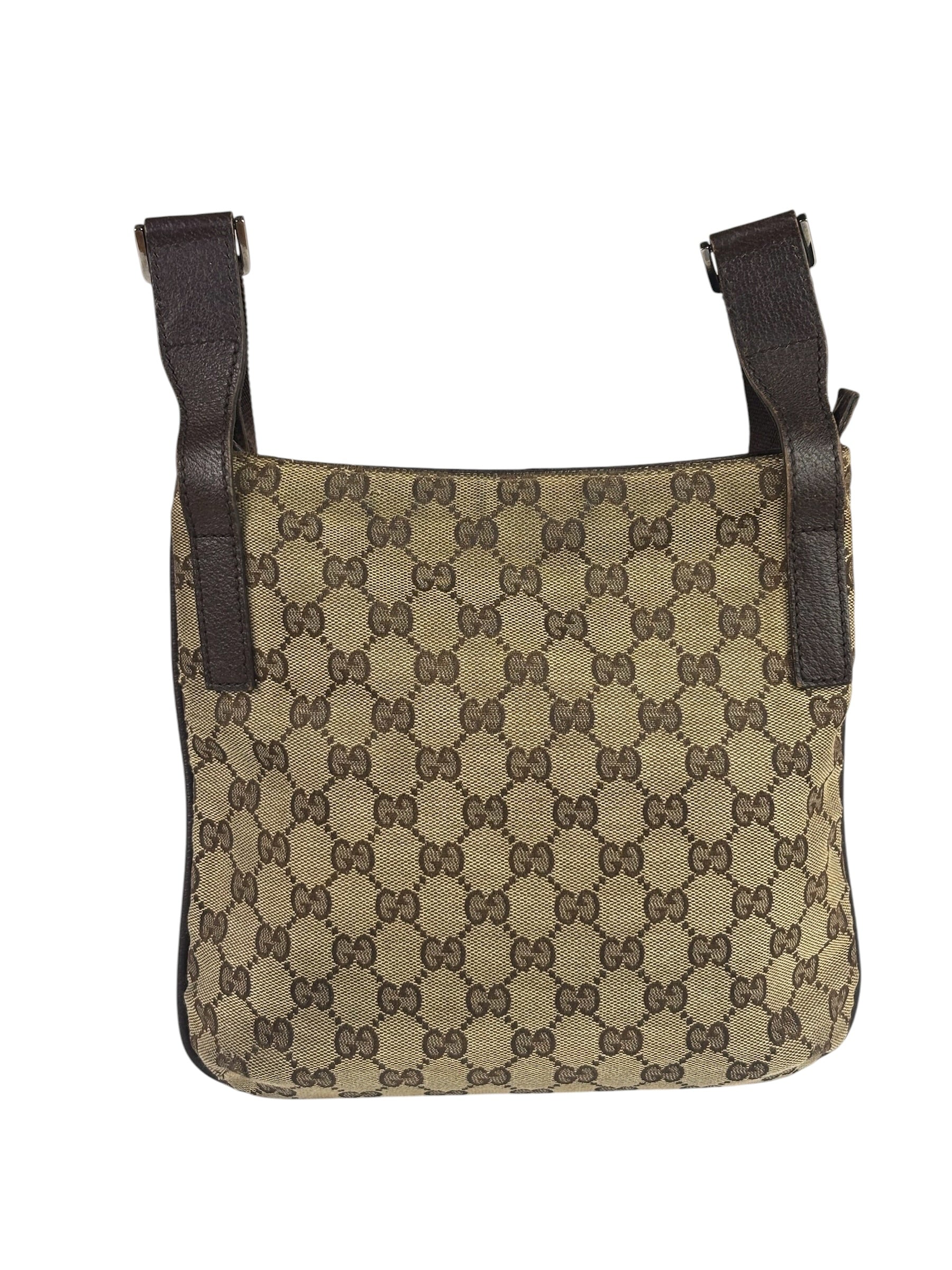 Gucci Brown Leather Trim GG Supreme Messenger Bag