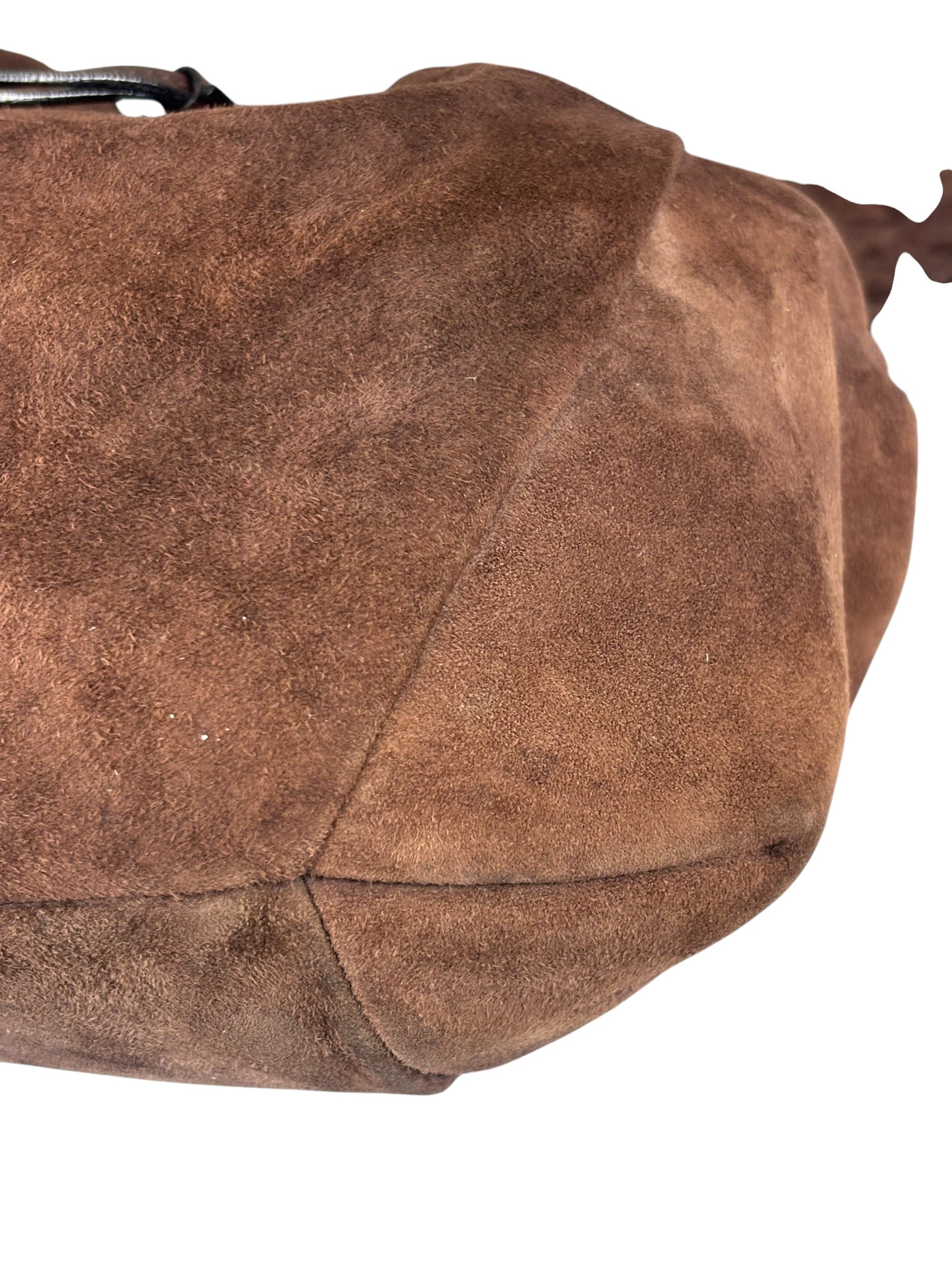 Yves Saint Laurent Brown Suede/Leather Trim Naja Rose Petal Hobo Bag