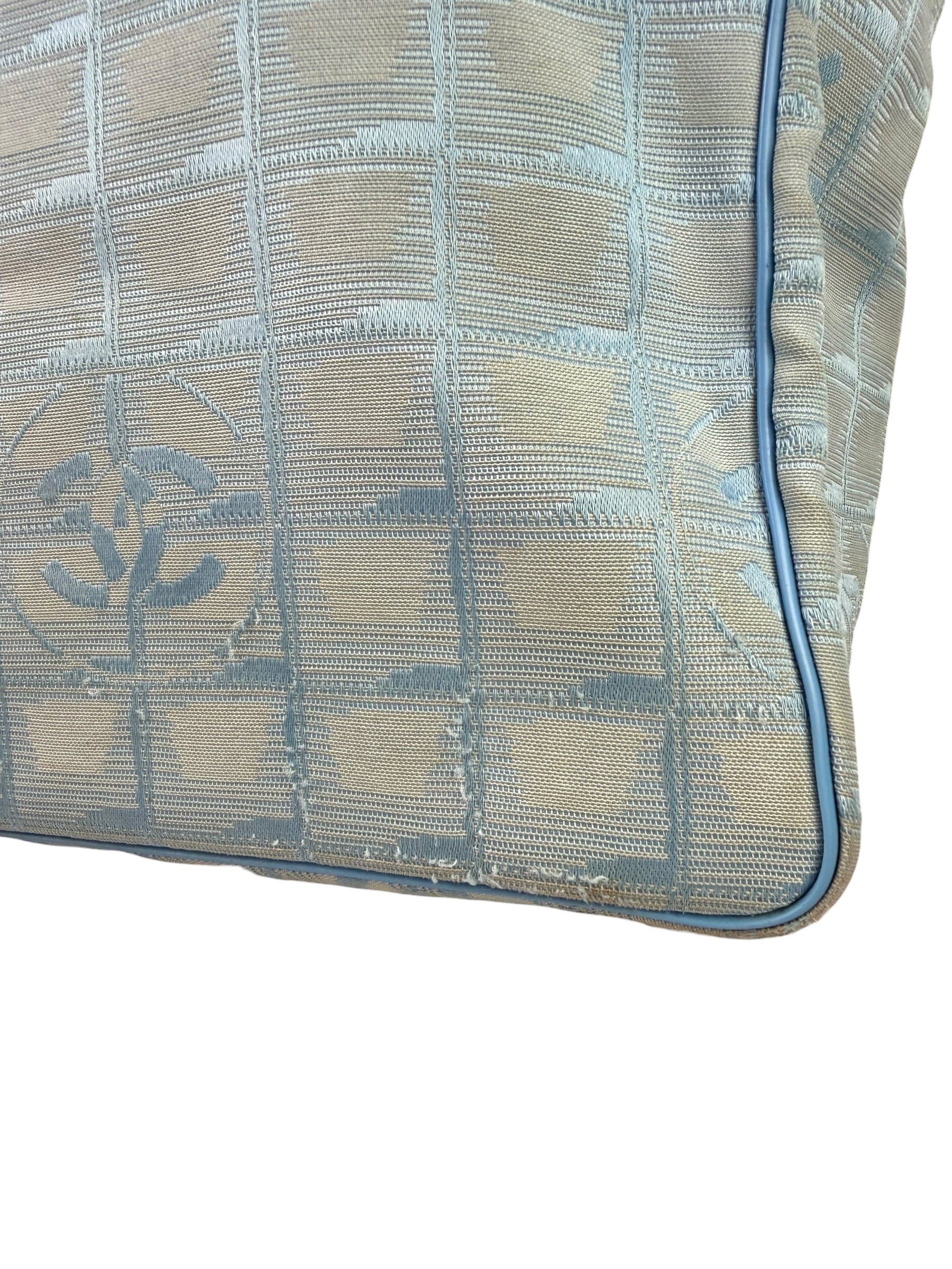 Chanel Light Blue Nylon/Leather Trim Travel Line Tote 2002