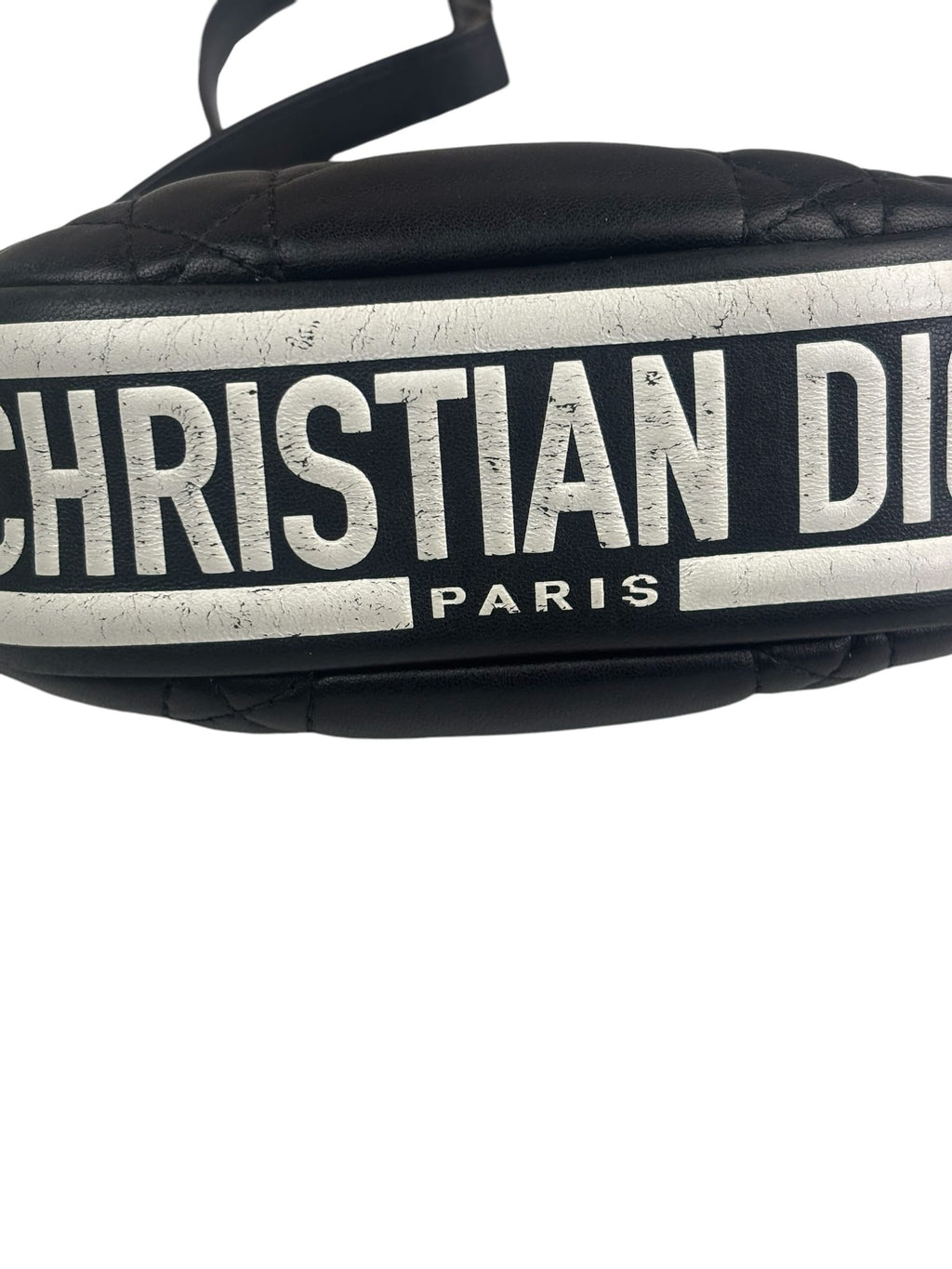 Christian Dior Black/White Quilted Leather Small Vibe Cannage Two-Way Hobo Bag