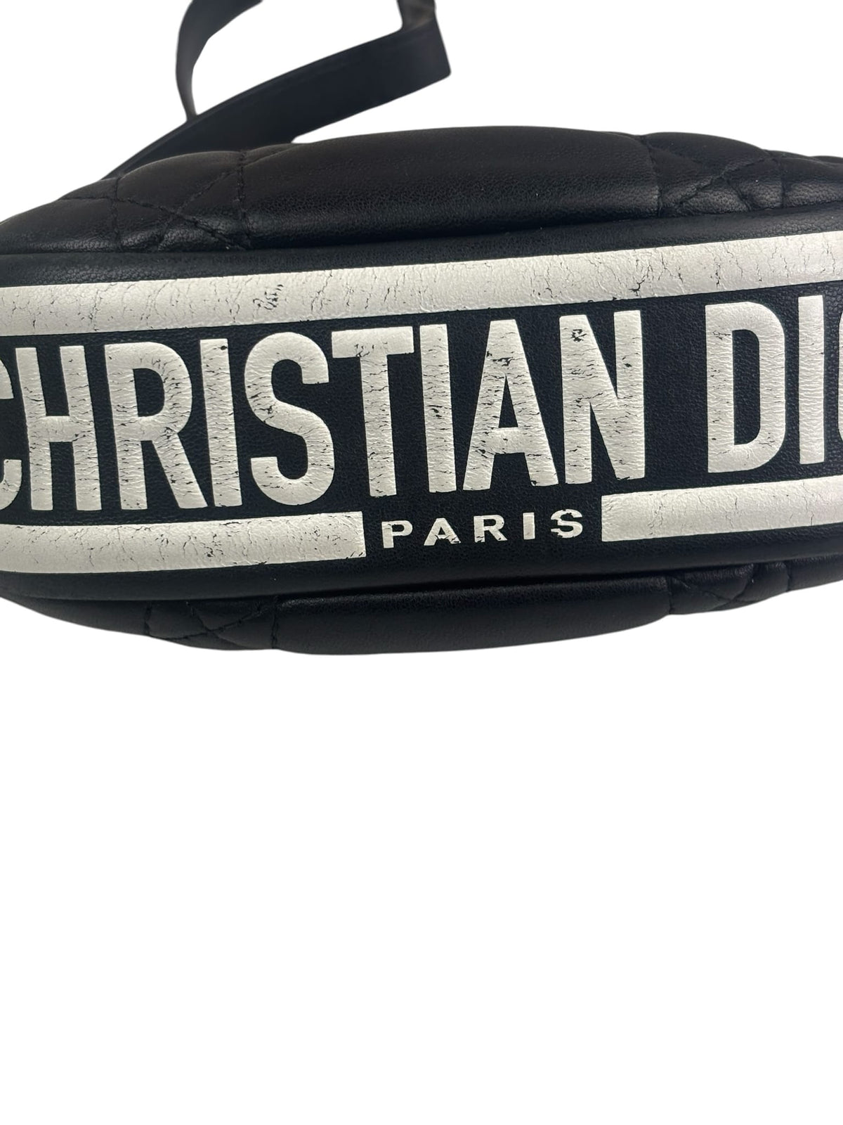 Christian Dior Black/White Quilted Leather Small Vibe Cannage Two-Way Hobo Bag