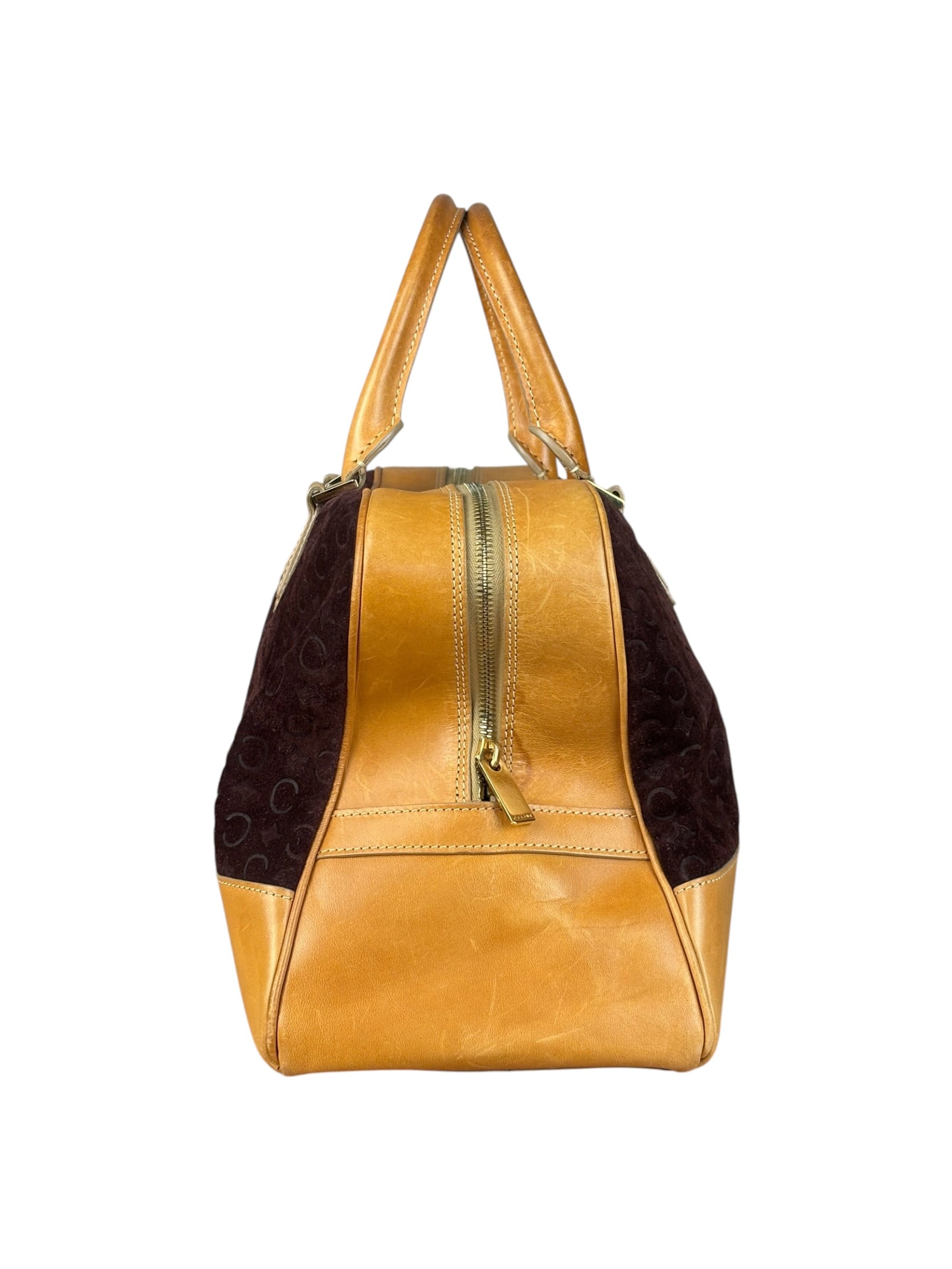 Celine Vintage Suede Macadam Leather Bowler Bag