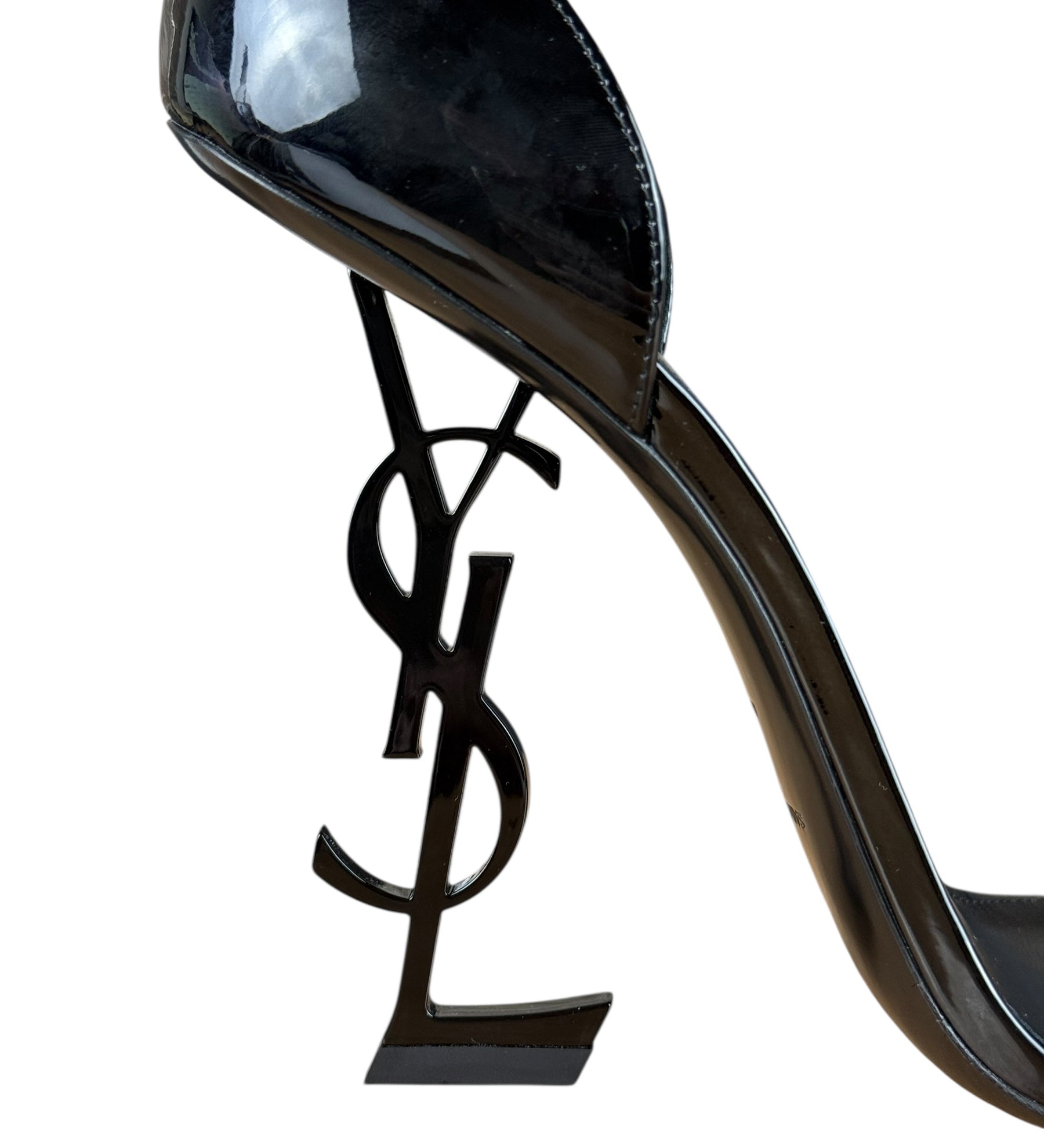 Saint Laurent Glossy Black Logo Heels