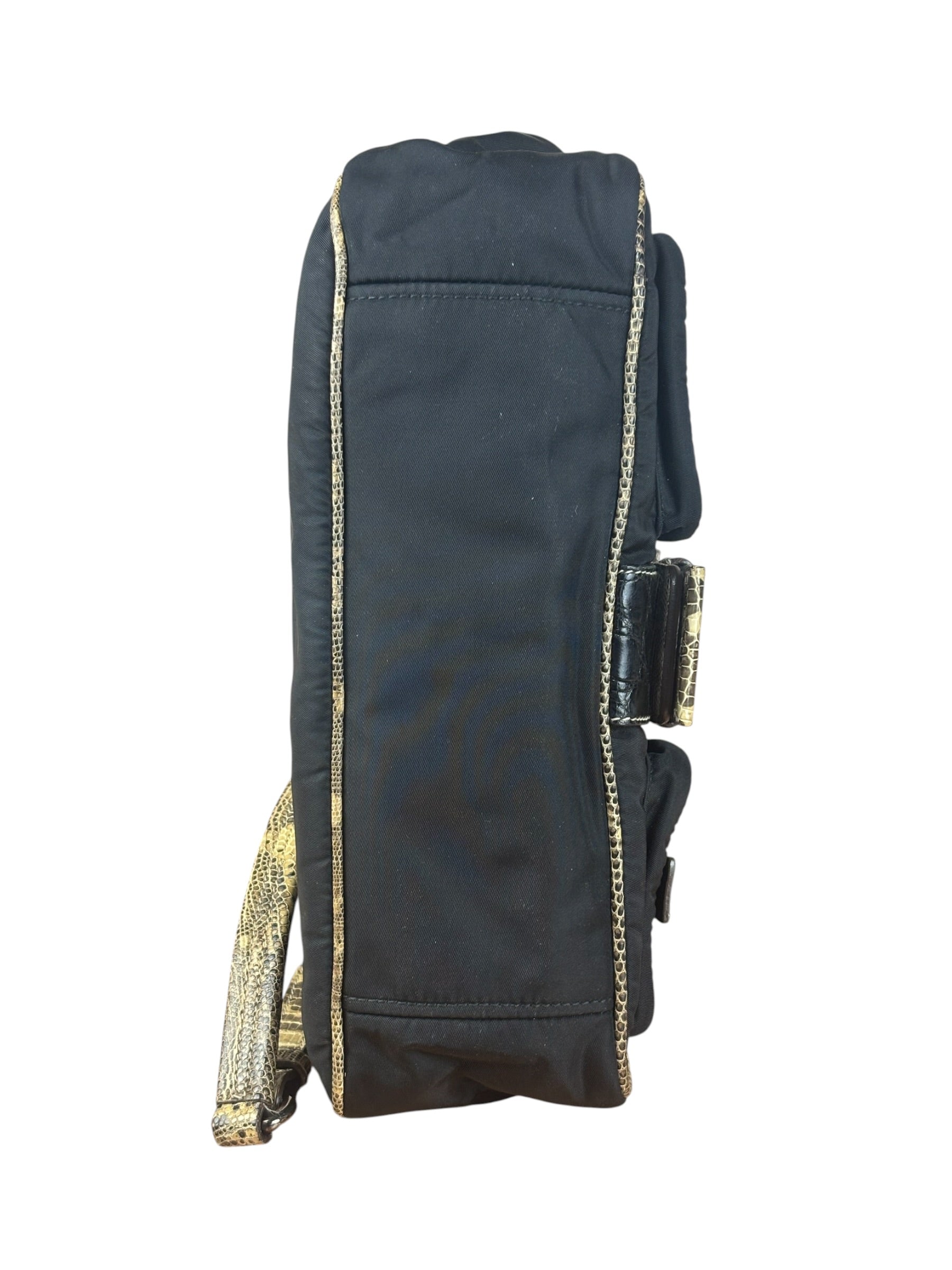 Prada Vintage Tessuto Lucertola Black Lizard Shoulder Bag