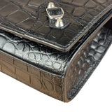 Balenciaga Black Croc Embossed Le City Clutch