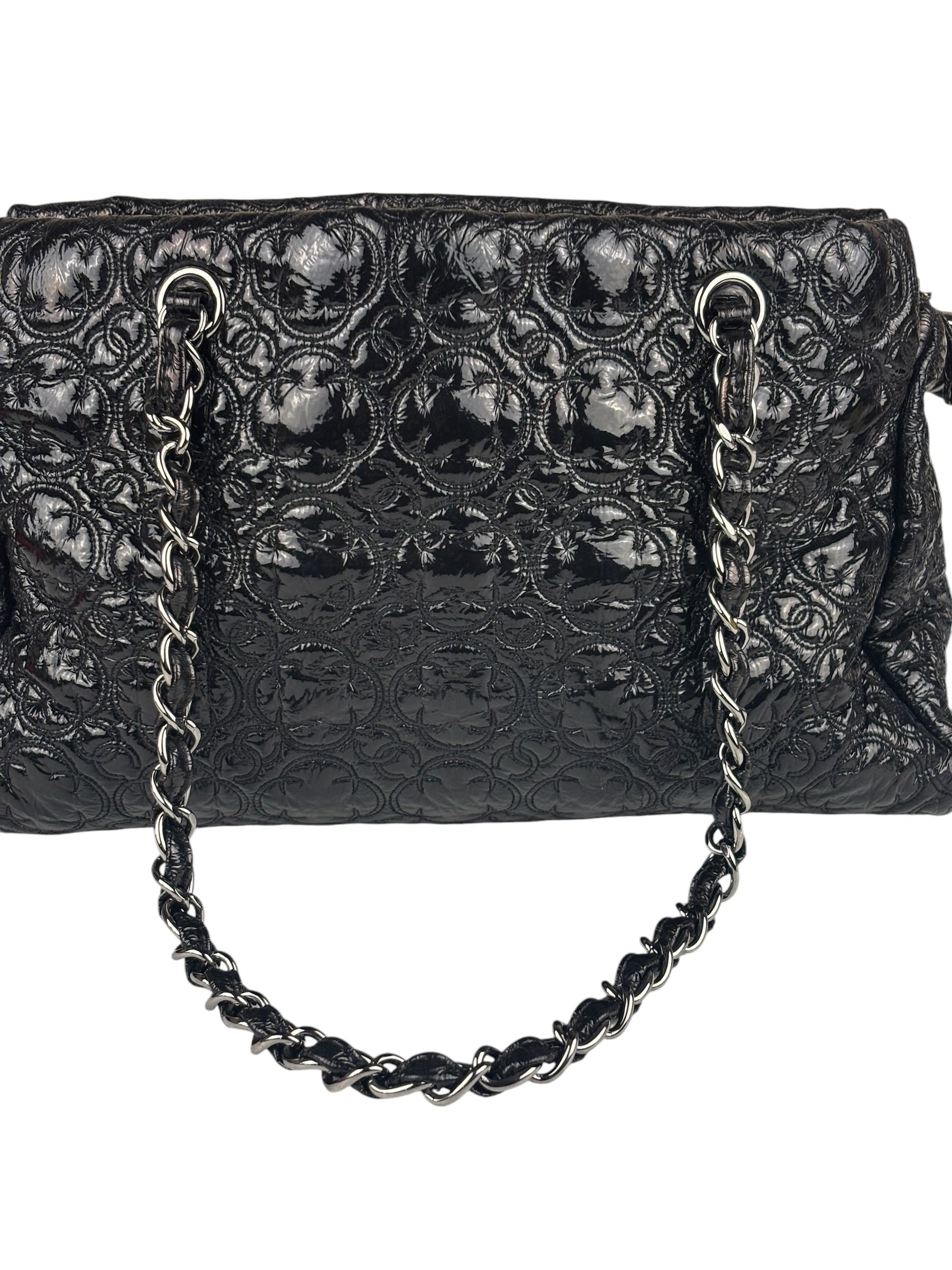 Chanel Black Leather Rock In Moscow Patent Chain Tote Bag 2008