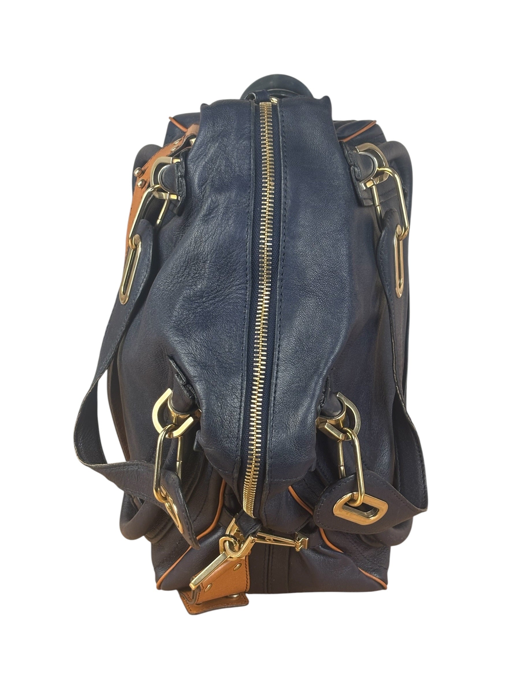 Chloe Night Blue Leather Medium Paraty Military Hand/Shoulder Bag