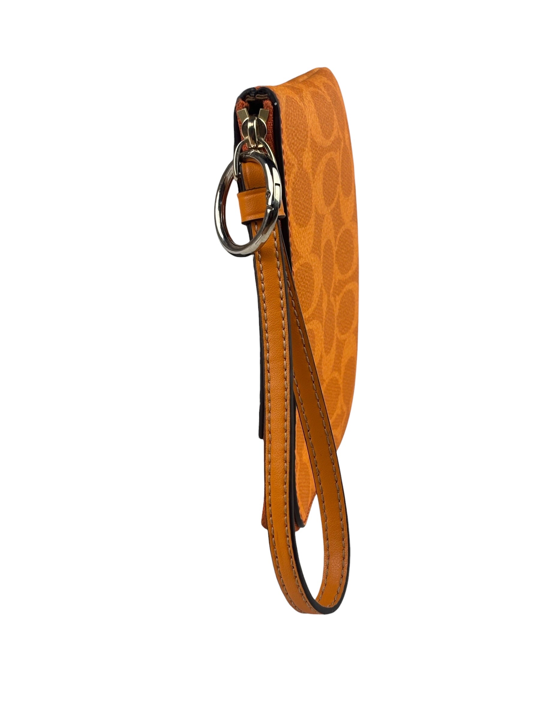 Coach Orange Leather Corner Zip Wristlet