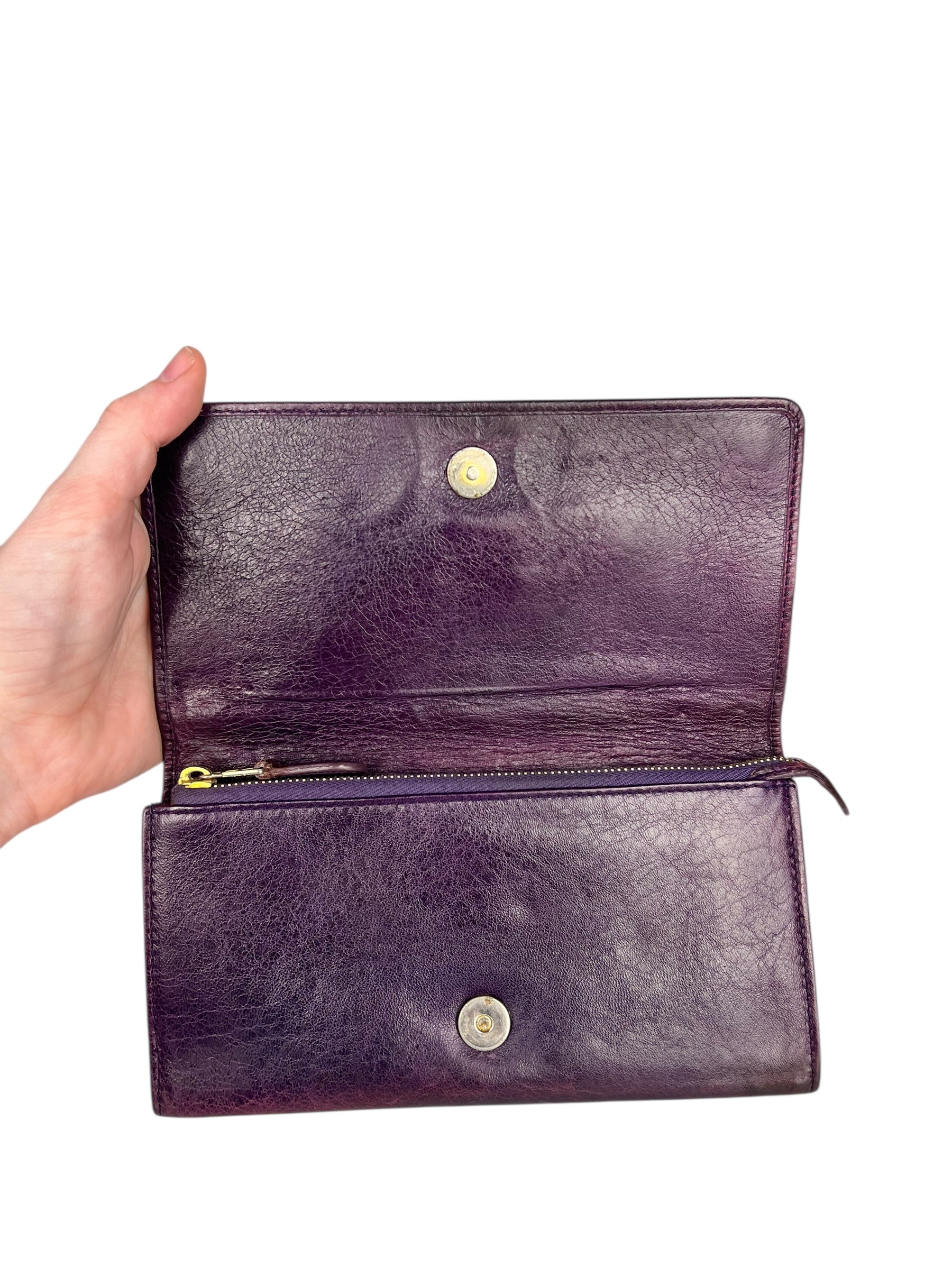 Balenciaga Purple Moto Flap Wallet