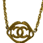 Chanel Vintage CC Gold-Plated Pendant Costume Necklace