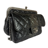 Chanel Black Python Leather Kiss-Lock Flap Bag 2015
