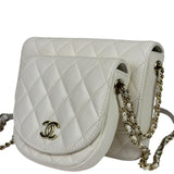 Chanel White Quilted Leather Side-Packs Dual Shoulder Bag 2019