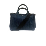 Prada Blue Denim Canapa Logo Tote Bag