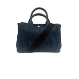 Prada Blue Denim Canapa Logo Tote Bag