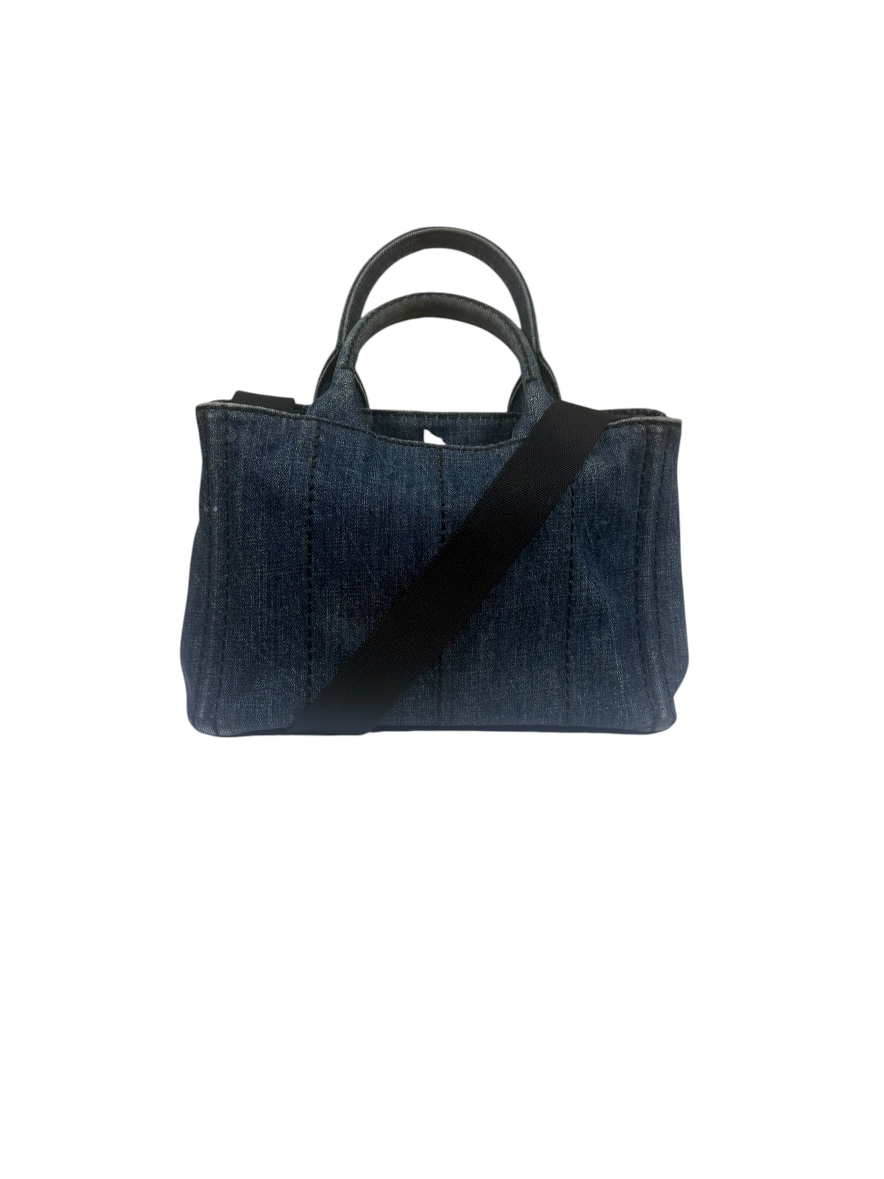 Prada Blue Denim Canapa Logo Tote Bag