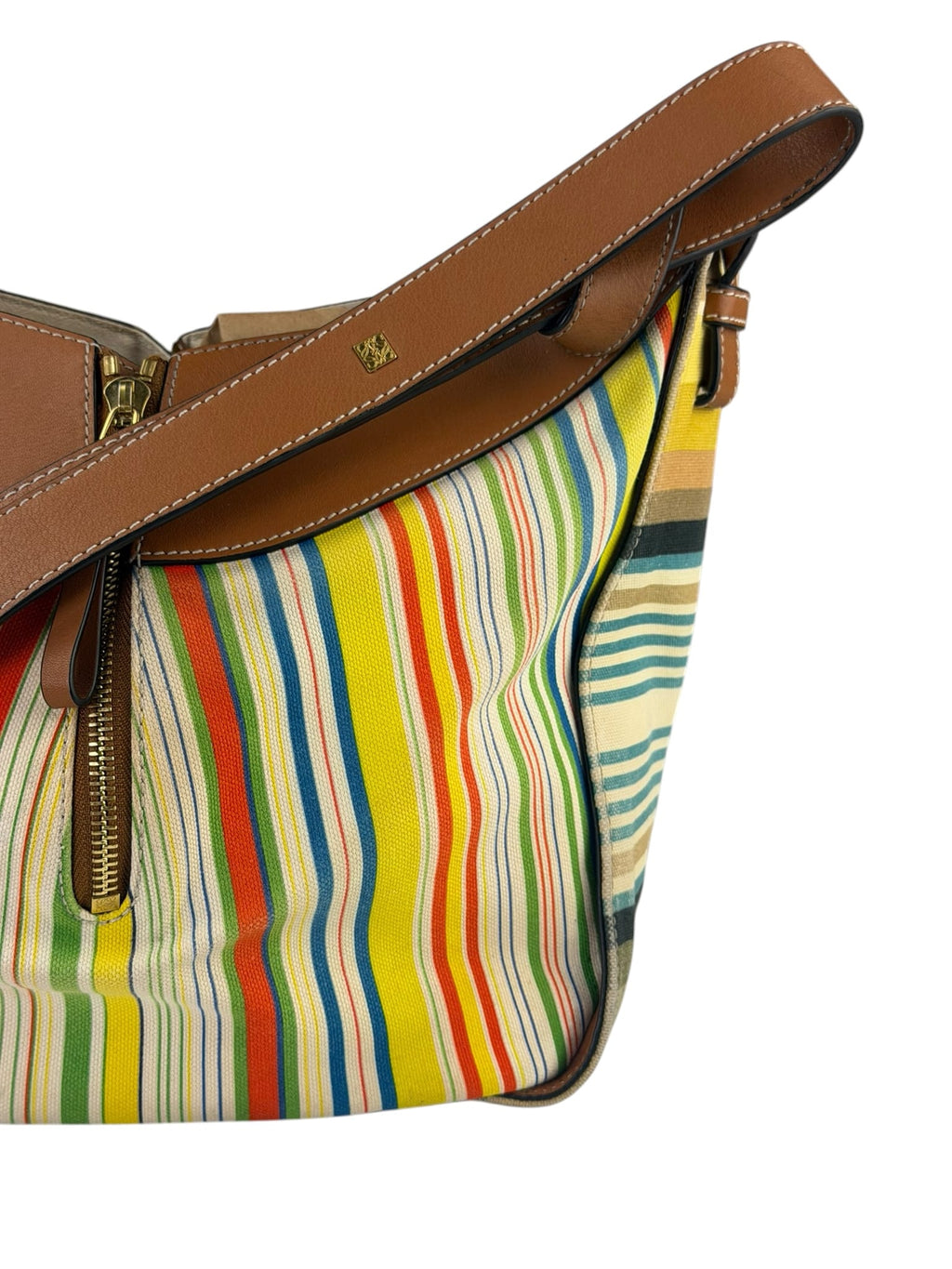 Loewe Colorblock Leather Trim Stripes Small Hammock Crossbody Bag