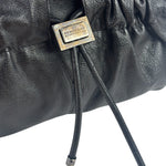 Burberry Black Ruched Leather Curzon Satchel Crossbody Bag