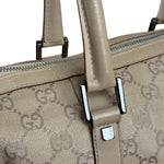 Gucci GG Beige Leather Trim Guccissima Small Boston Bag