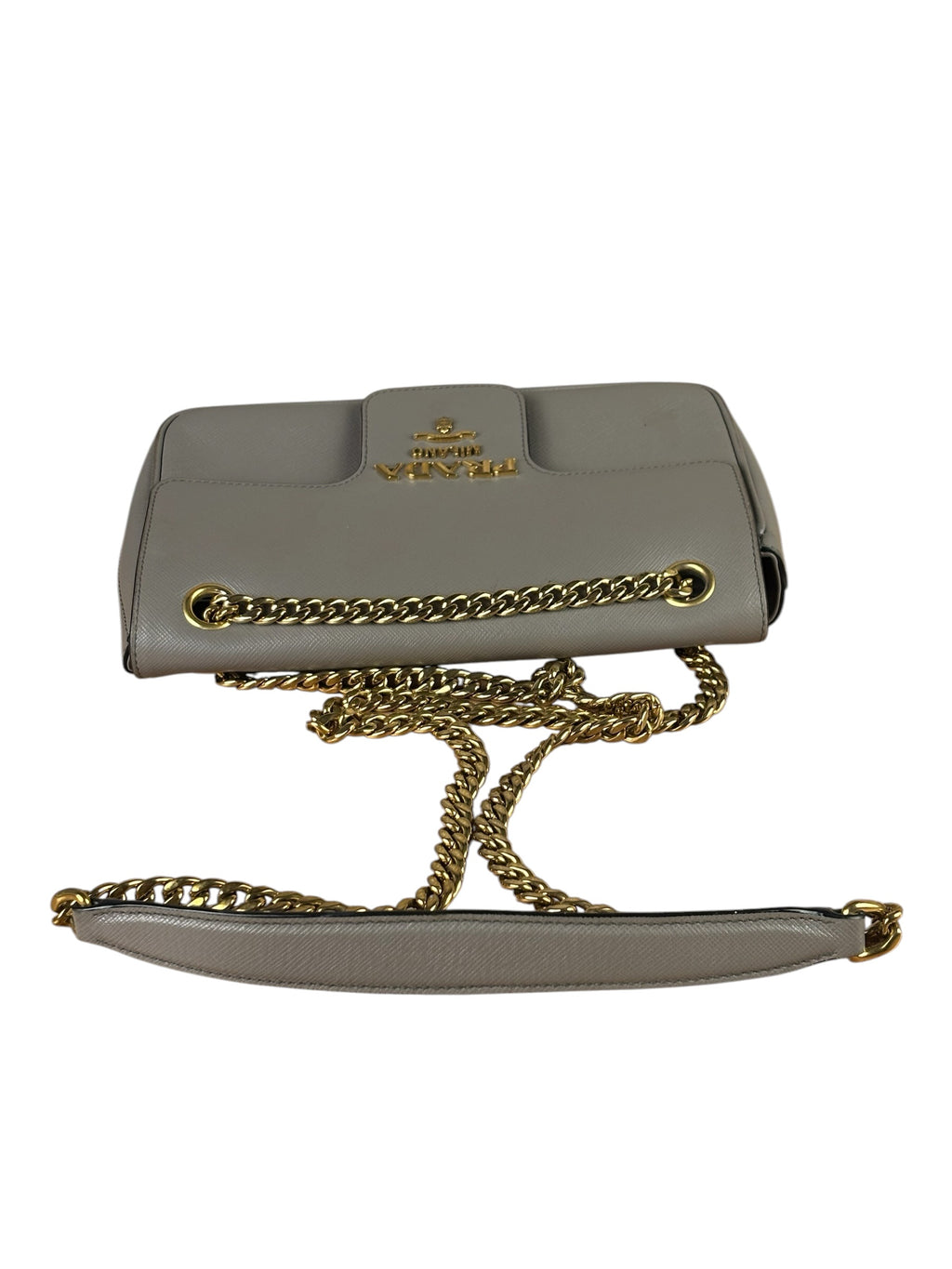 Prada Grey Saffiano Leather Cuir Pattina Crossbody