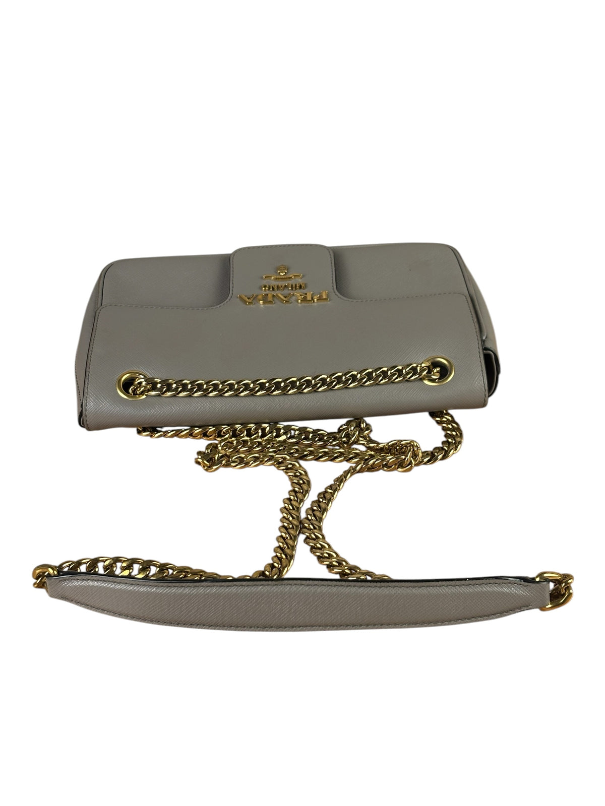 Prada Grey Saffiano Leather Cuir Pattina Crossbody