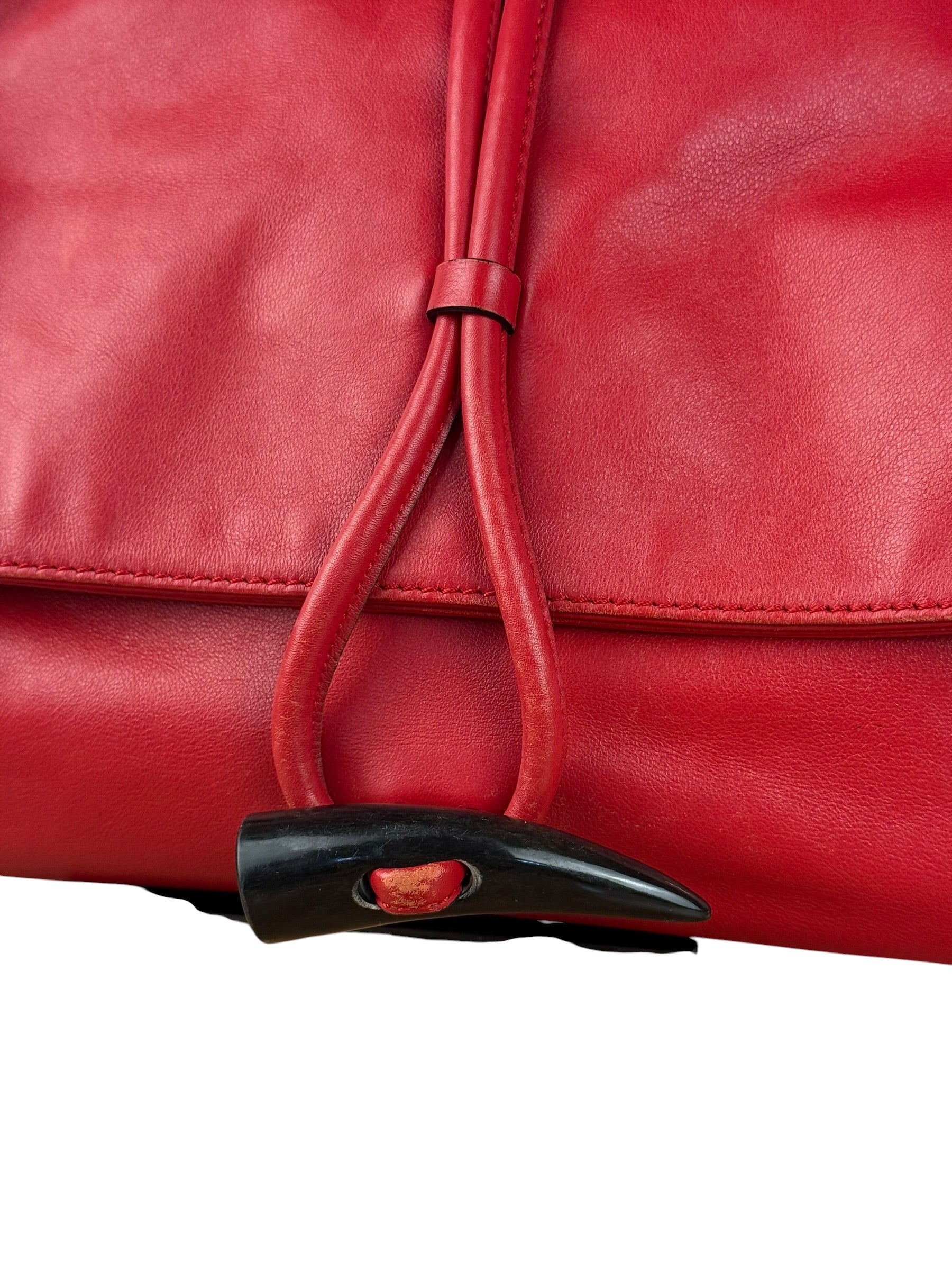 Burberry Red Leather Haymarket Check Shoulder Bag