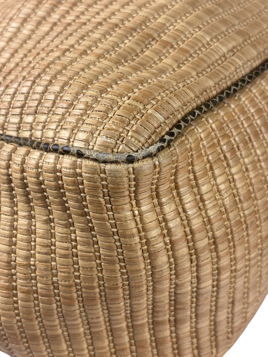 Gucci Brown Snakeskin Trim Large Raffia Positano Tote