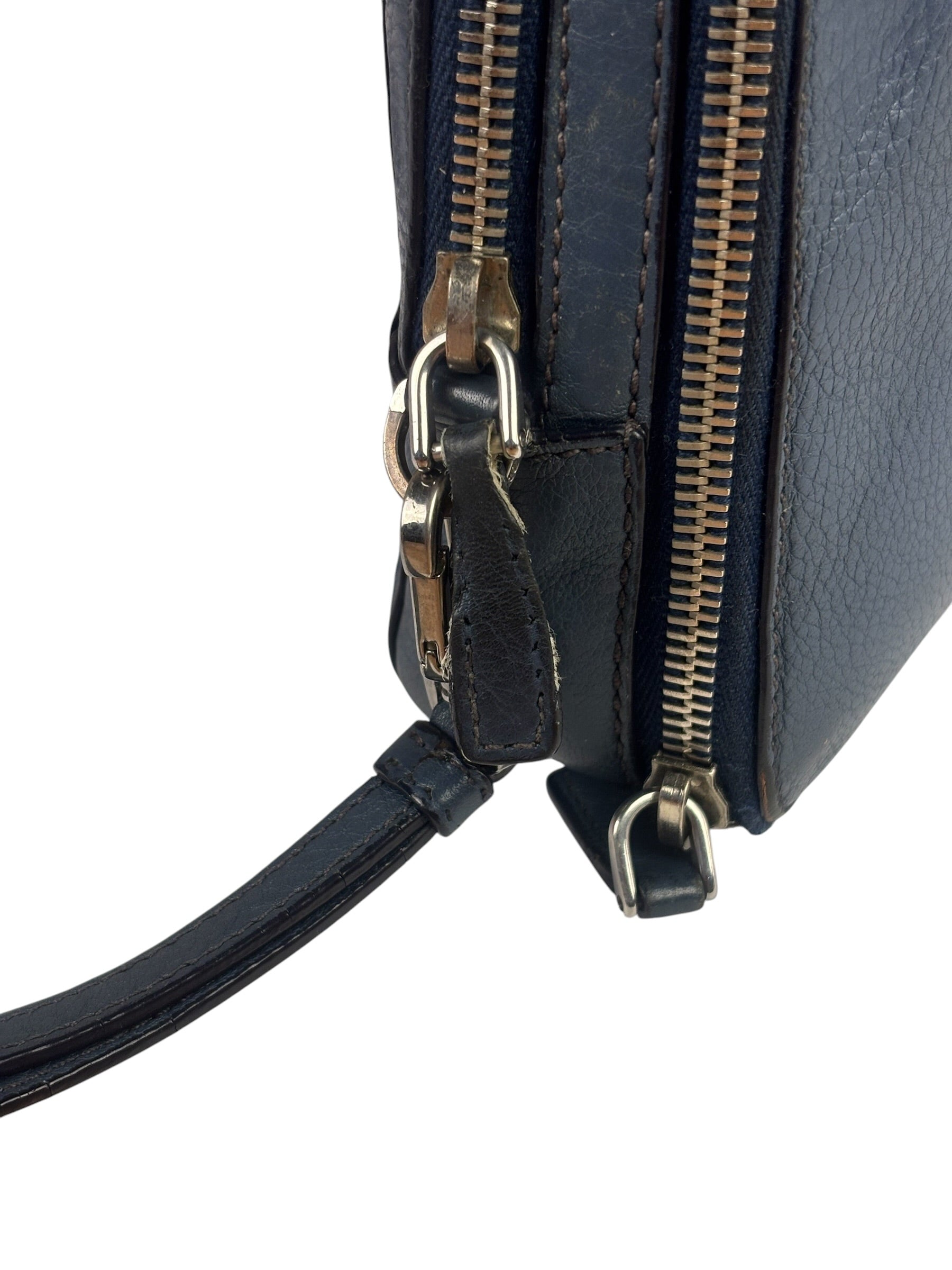Prada Navy Blue Leather Camera Bag