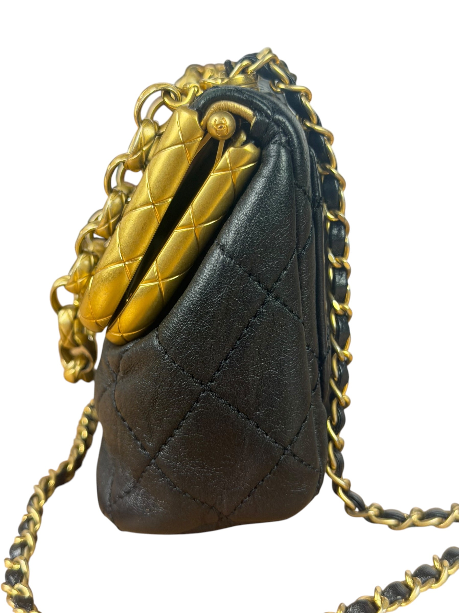 Chanel Black Quilted Leather Kiss-Lock My Crush Micro Bag 2020