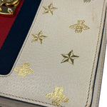 Gucci Textured Calfskin Bee Star Sylvie Shoulder Bag White