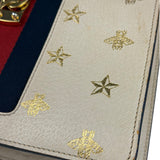 Gucci Textured Calfskin Bee Star Sylvie Shoulder Bag White