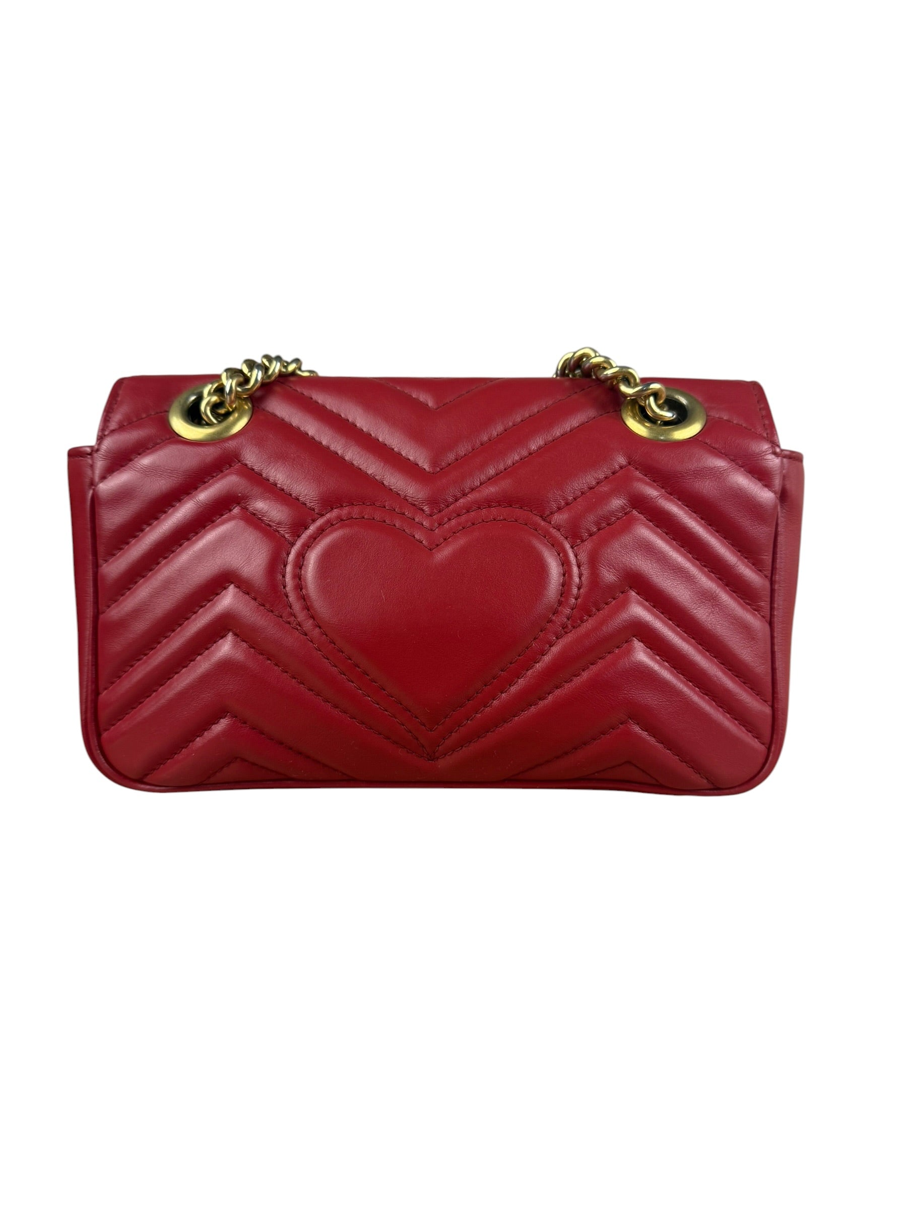 Gucci GG Red Marmont Matelasse Shoulder Bag