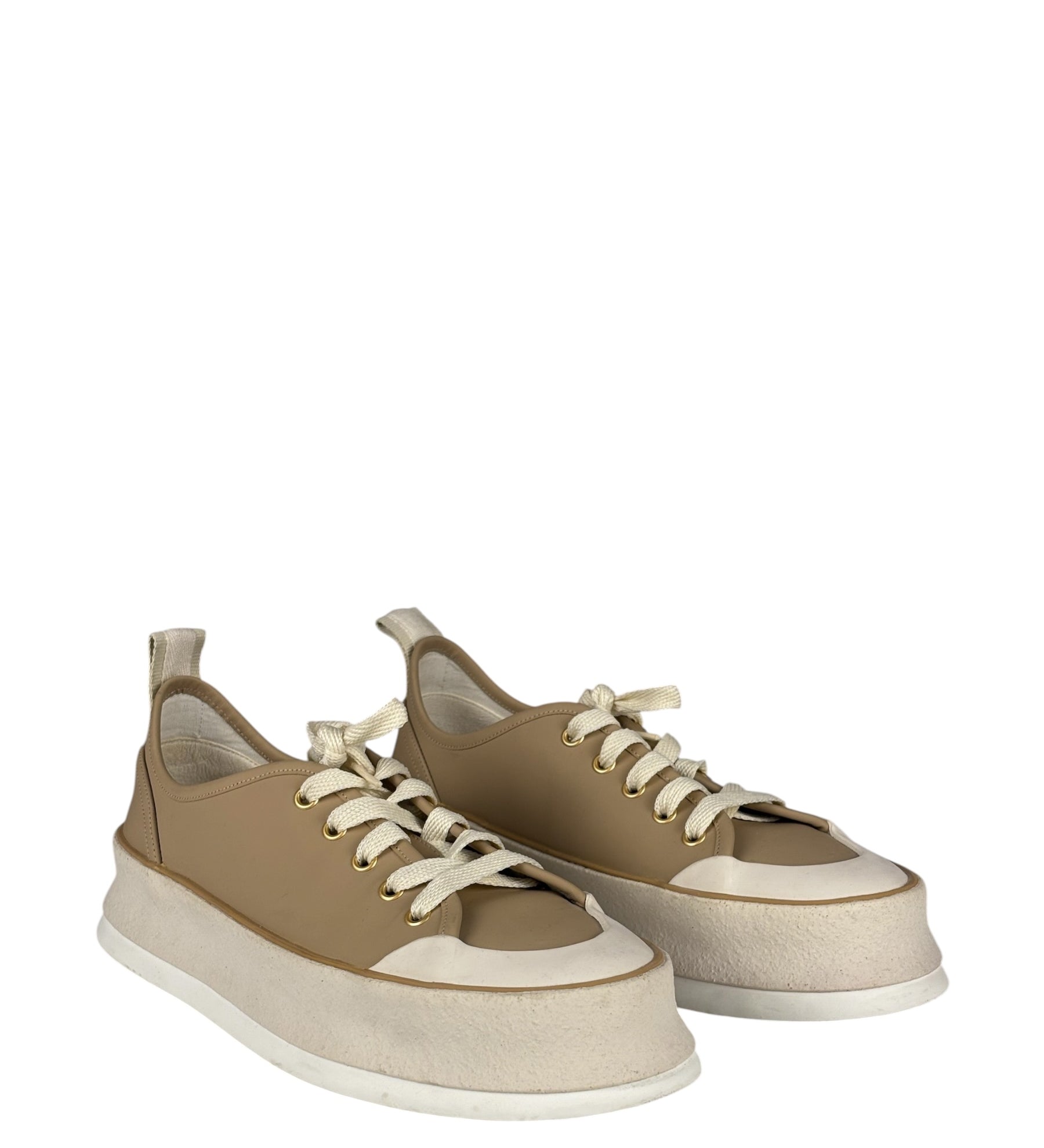 Max Mara Leather Platform Sneaker Beige
