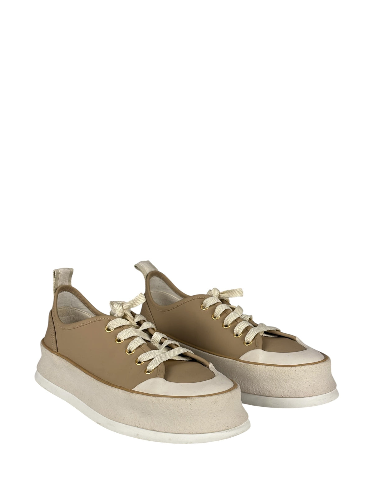 Max Mara Leather Platform Sneaker Beige