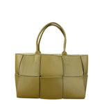 Bottega Veneta Muted Olive Intreccio Arco Woven Leather Tote