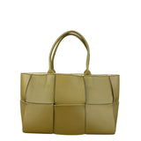 Bottega Veneta Muted Olive Intreccio Arco Woven Leather Tote